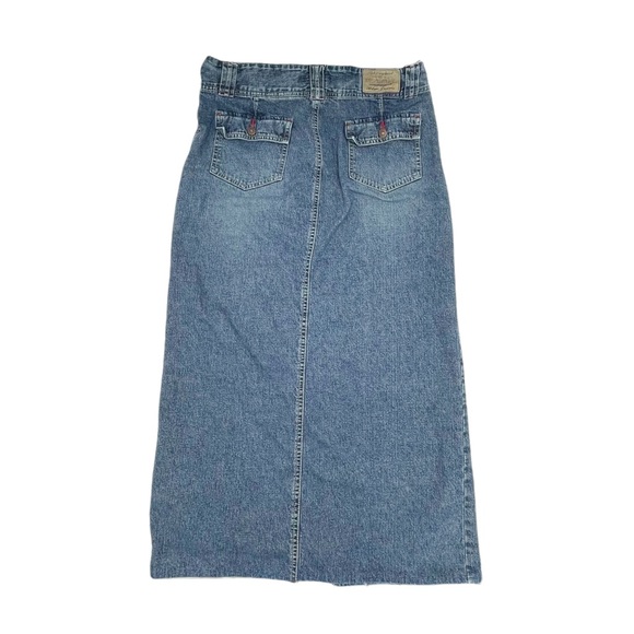 Vintage Y2K 2000s Unionbay Split-Front Denim Cotton Maxi Skirt Junior's Size 11 - Picture 2 of 11